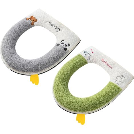 Weicher und dicker Toilettensitzbezug, 2-teiliges Toilettensitzkissen mit Griff, Winter-Toilettensitzkissen hält warm für ovale Toilettensitze, 38 x 43 cm (1/5)