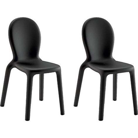 2 x Sillas de polietileno comedor bar restaurante diseño moderno Chloé Stock - Negro (1/4)
