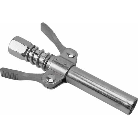 Pistolet à graisse haute pression à double poignée, buse de lubrification pour engrenages, embout allongé à verrouillage par pince, couleur argent (1/5)