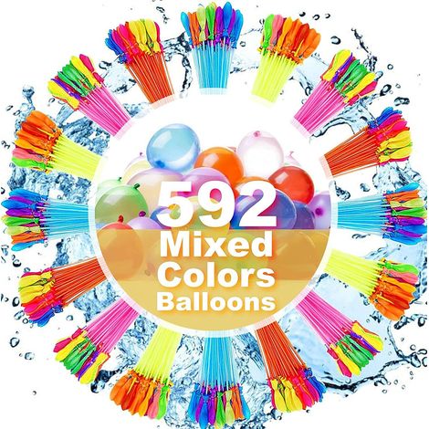 Kit de 592 Ballons à Eau à Remplissage Automatique - Pour Jeux et Batailles d'Eau, Idéal pour Fêtes (1/4)