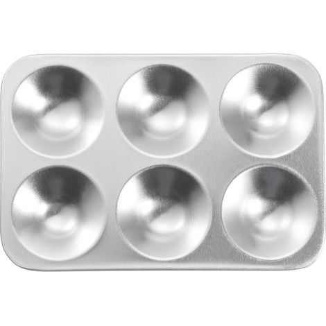 Palette rectangulaire argentée à 6 trous en aluminium pour le mélange de peintures à l'huile et à l'aquarelle (1/5)