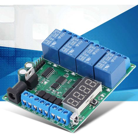 4-Kanal, 12V DC Zeitverzögerungsrelais Mikrocontroller-Entwicklungsboard-Modul (1/5)
