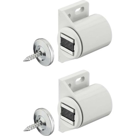 Cyclingcolors – Loqueteau magnétique 2x à aimant rond blanc – Vis contreplaqué à visser – Pour porte placard cuisine salle de bain meuble