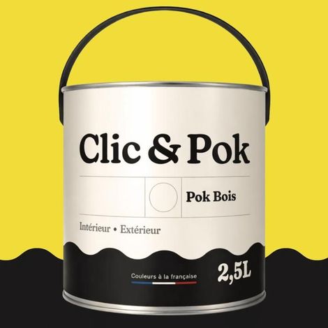 Peinture Bois Extérieur – POK BOIS - 2,5L - RAL 1016 - Jaune soufre- Résistante aux intempéries - Ne s'écaille pas
