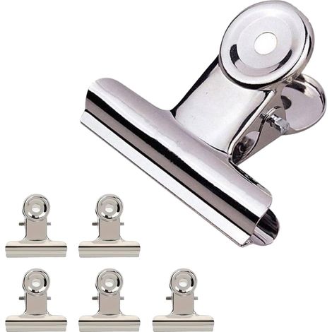 Lot de 5 pinces à linge en acier inoxydable 38 mm pour garder la nourriture fraîche pour biscuits, café, pain, collations, chips, nourriture (1/4)