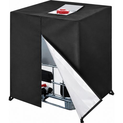 Housse pour cuve IBC 1000 L, 210D, imperméable, anti-poussière et isolée, 120 x 100 x 116 cm, noire, fermeture éclair et boucle. (1/5)