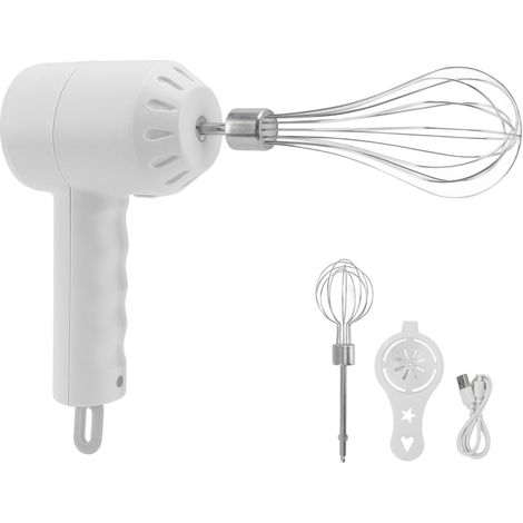 Mixeur Main Sans Fil 3 Vitesses 20W pour Pâtisserie avec Fouet à Œufs Blanc (1/5)