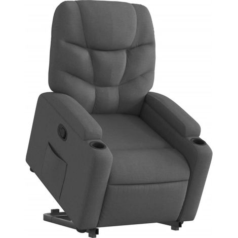 Poltrona relax TV rivestimento confortevole funzione sollevamento elettrico in tessuto grigio scuro DEC027934