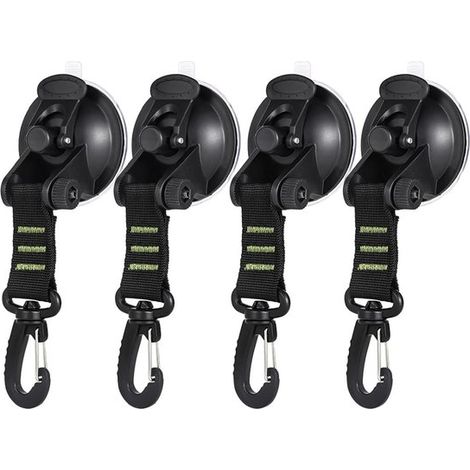 Set da campeggio SPHProducts con ganci di montaggio per auto a ventosa, colore verde, per campeggio. Ventose potenti per tende laterali. (1/5)