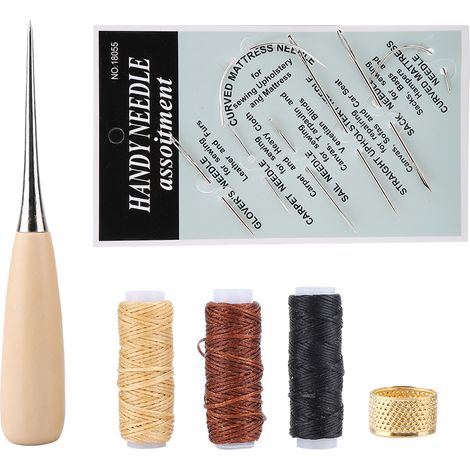 Kit de Couture en Cuir DIY avec Aiguille, Dédoubleur et Dé à Coudre pour Travaux Manuels (1/5)