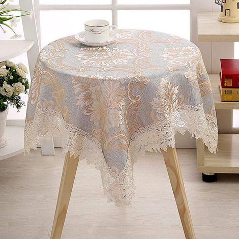 Nappe de jardin ronde petite, nappe en dentelle florale épaisse rectangulaire (1/5)