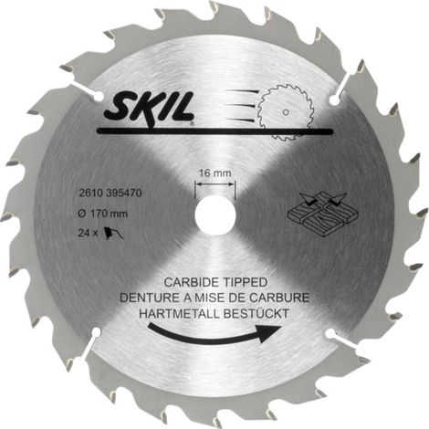 SKIL Hartmetall Sägeblatt 170mm 24 Zähne, Werkzeugaufnahme 16mm