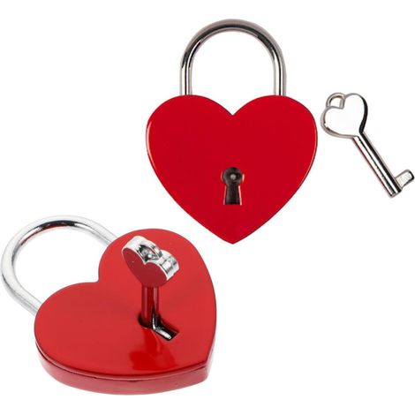 Serrure Cœur, 2 Vorhängeschlösser in Herzform mit Schlüssel – ideal für Valentinstag, Hochzeit, Geburtstag oder als Geschenk für die (1/5)