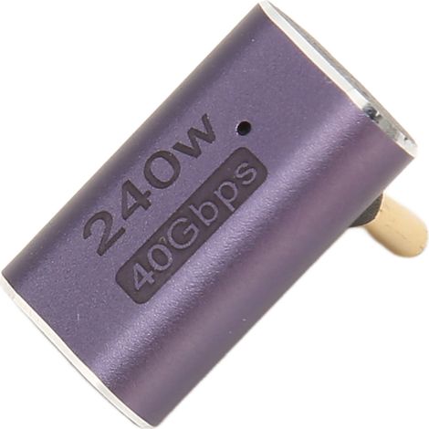 Adaptateur USB-C femelle vers USB-C mâle PD 240 W 8K 60 Hz haute vitesse 40 Gbit/s USB 4.0 C, adaptateur coudé pour téléphone, tablette et ordinateur portable (1/5)