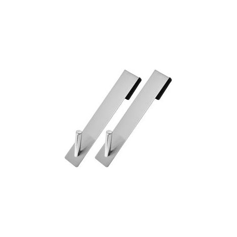 TAISHENGDA Set mit 2 länglichen, einfachen Haken für Glastüren, rostfreier Edelstahl, kein Bohren erforderlich, Handtuch- und Kleiderhaken, Silber, 17,7 x 3 cm (1/5)
