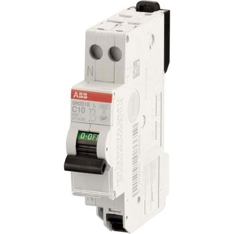 Disjoncteur ABB SN201 1P+N, 6A, pouvoir de coupure 6 kA, montage rail DIN ( Prix pour 1 )