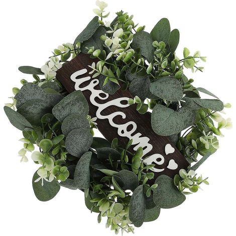 Guirlande de bienvenue artificielle verte ronde de 33 x 33 x 8 cm, style naturel, 1 pièce (1/5)