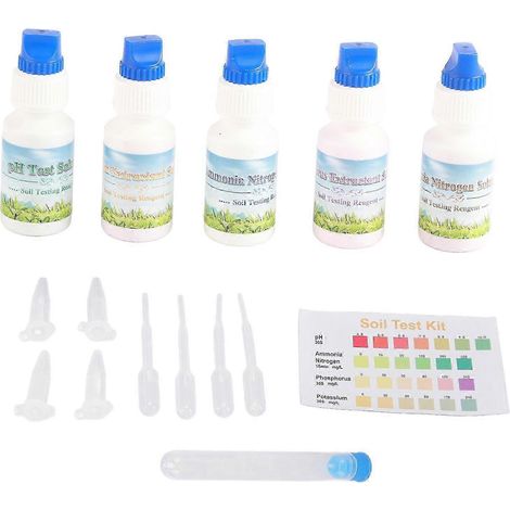 Kit d'analyse de sol 2025 : solution liquide pour le pH, l'azote, le phosphore et le potassium, destiné à l'agriculture et au jardinage. (1/5)