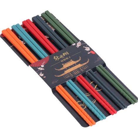 Ensemble de baguettes de 24 cm de long, en silicone et acier inoxydable, réutilisables et antidérapantes, disponibles en 5 couleurs. Idéales pour la cuisine. (1/5)