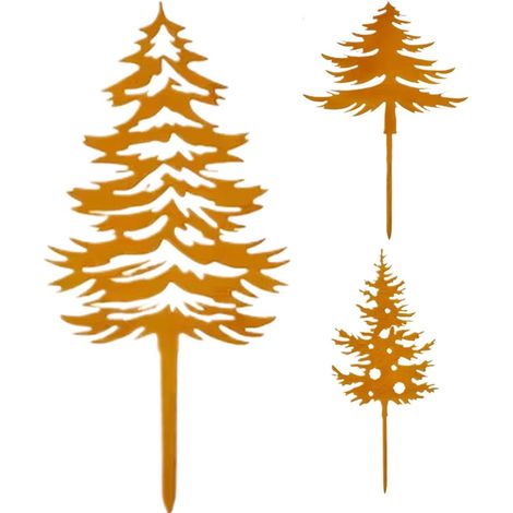 Piquets de Jardin de Noël d'extérieur 3 Pièces Sapin De Noël Rétro Panneaux de Jardin Décoratifs 2D pour Jardiniers, Propriétaires, Locataires, Patio, Terrasse, Arrière-Cour, Pot De (1/5)
