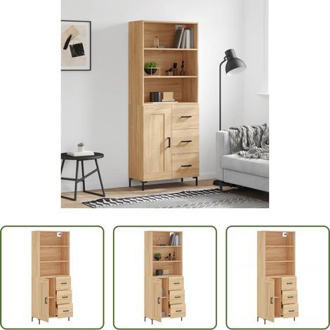 Buffet en bois - Buffet haut Chêne sonoma 69,5x34x180 cm Bois d'ingénierie (1/5)