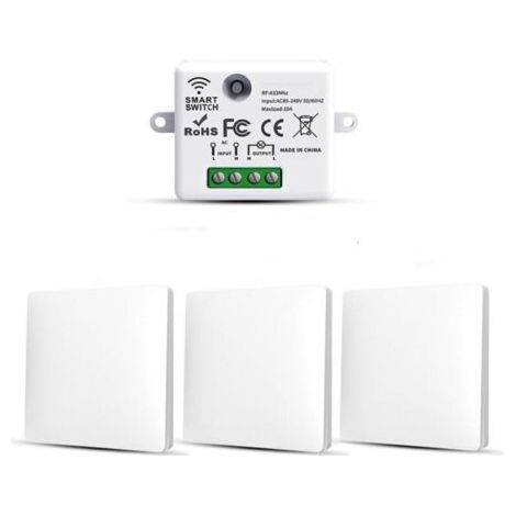 RF433 3er-Pack drahtlose Lichtschalter mit Sender und Empfänger, 10 A, 240 V