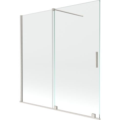 Paroi de baignoire coulissante à 2 panneaux Mexen Velar 160 x 150 cm, transparent, nickel brossé - 896-160-000-01-97 (1/2)
