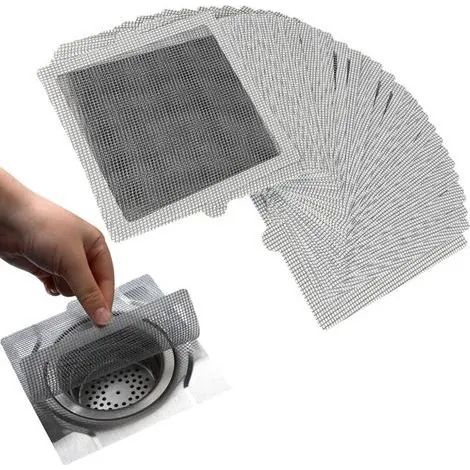 40 filtres à cheveux adhésifs jetables pour douche, 15 cm x 15 cm, flexibles et adhésifs, pour canalisation de douche, cuisine, salle de bain, prévient les obstructions. (1/3)