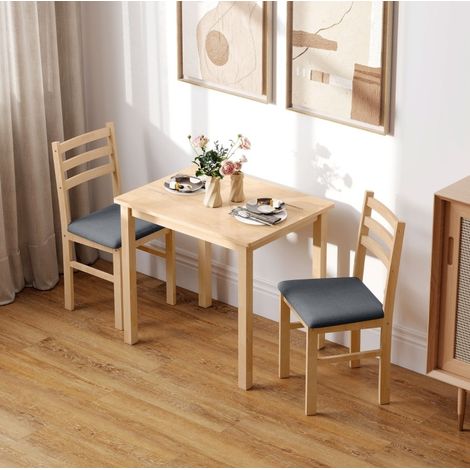 Set tavolo e sedie 3 pezzi, tavolo da cucina con 2 sedie, legno naturale DESVIAE (1/5)