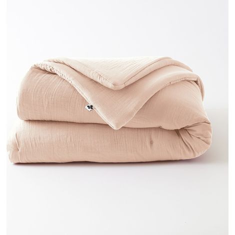 Édredon 180 x 240 cm - Double Gaze de Coton 125 gr/m² - Uni Gaïa Rose (1/4)