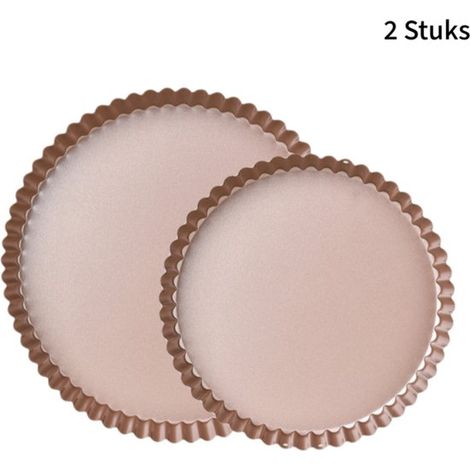 2 moldes para hornear de acero al carbono color oro - con borde - para pasteles y pizzas - revestimiento antiadherente - 26,2 cm + 21,8 cm (1/5)