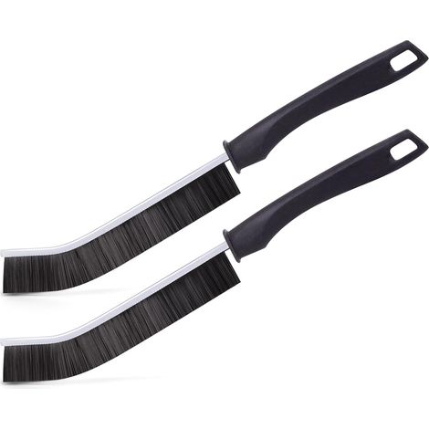 Cepillo de limpieza de cerdas rígidas, herramienta multiusos para limpiar rincones del hogar, 2 piezas, negro (1/5)