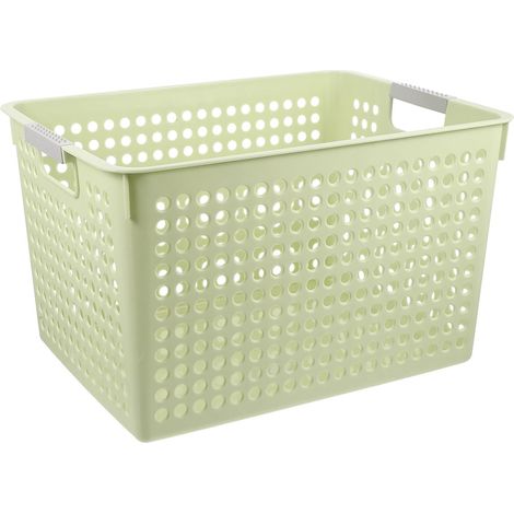 Panier à Linge en Pp Vert Grosse Capacité et Forte Résistance, Panier Multifonction pour Vêtements et Jouets, Crèche ou L'école, Dimensions 35x25,5x21 Cm (1/5)