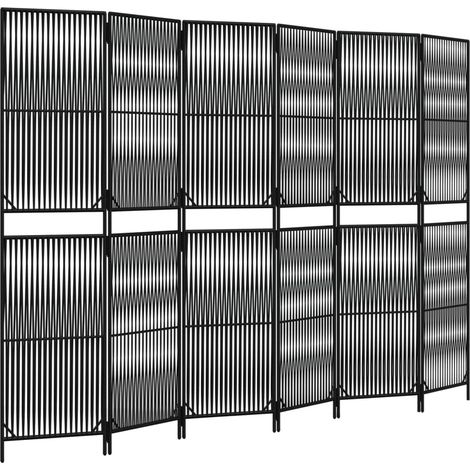 Room Divider 6 Panels Black Poly Rattan vidaXL