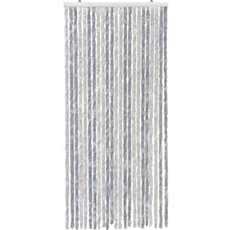 Tenda in Ciniglia Per Porta Ingresso ProteggiSole Antimosche Lavabile Regolabile Argento - 100x220 cm