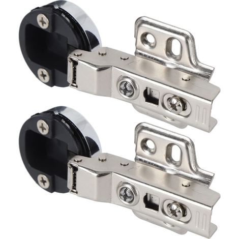 2 Set Acciaio Inossidabile 201 Cerniera per Porta in Vetro per Armadietto 35 Tazza Tampone di Smorzamento Piegatura Centrale Mezza Sovrapposizione 9mm