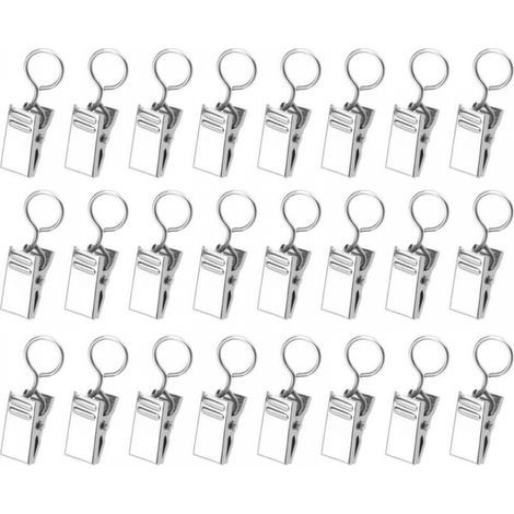 50 Pièces Pinces à Rideaux en Métal, Pince Rideaux Decoration Crochets de Suspension, Crochet fermé, Argent (1/5)