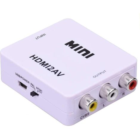 Convertisseur HDMI vers RCA - Résolution 1080p - Sortie Composite CVBS PAL/NTSC - Pour TV DVD VHS - 1 Pièce (1/5)