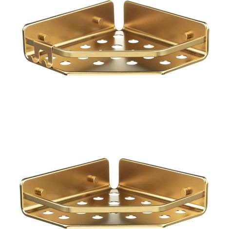 Etagere Salle de Bain sans Percage d’Angle Aluminium,avec Vis et Système Quick Fix,Anti-humidité,Design Moderne,Évacuation Rapide,20 x 5,5 x 20 cm,Blanc Arctique (1/4)