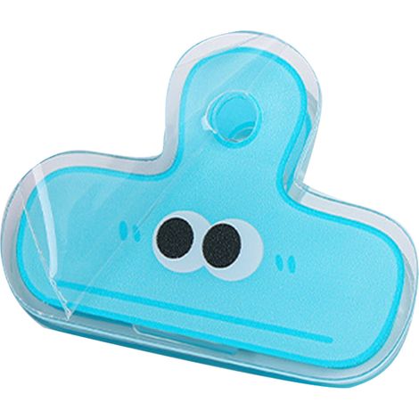 Pince à reliure transparente en acrylique, style dessin animé tendance, pour documents et dossiers, pince à reliure longue AY Girly - Émoji bleu (1/5)