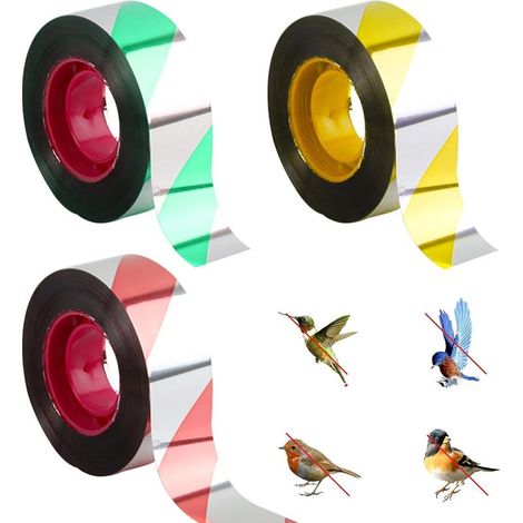 Anti Pigeon pour Balcon, Paquet de 3 Ruban Anti Oiseaux, Ruban Effaroucheur Oiseaux, 2.4cmx100m Bande Holographique Anti Oiseaux (1/5)