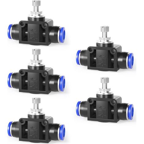 5 pièces Vanne de régulation, Raccord push to connect, Diamètre 8mm, Modèle SA8, Pour système pneumatique (1/5)