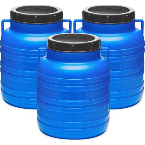 Garronda réservoir d'eau de 3 x 10 litres, Baril Alimentaire, fût à Large Ouverture en HDPE et sans BPA, tonneau de Jardin, bac à Aliments pour Animaux, conteneur d'eau, tonneau Universel GD-0078, Ble