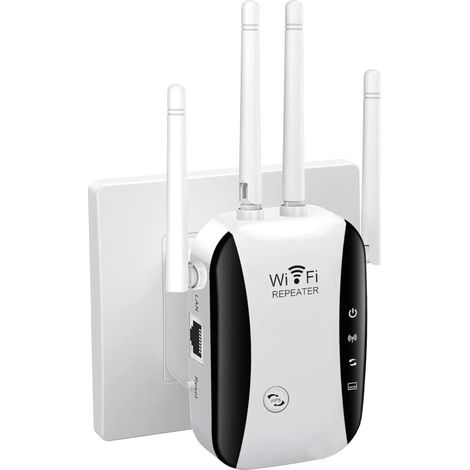 Répéteur WiFi 300Mbps - Amplificateur 2.4GHz, 4 Antennes, 1 Port LAN, Compatible avec Toutes Box Internet (1/5)