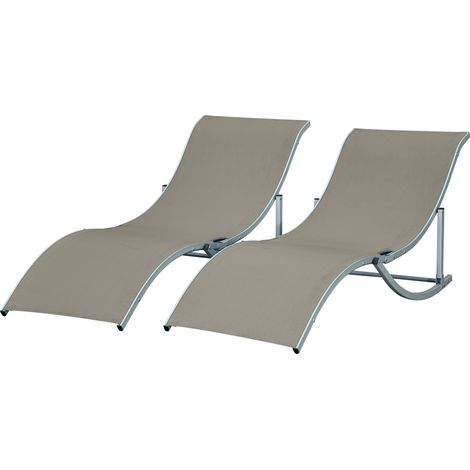 klappbare Gartenliegen, Aluminium und Textilene, 61 x 165 x 63 cm