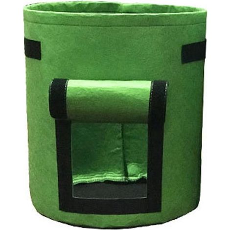 Sac de culture pour pommes de terre de 10 gallons, en tissu non tissé épais, vert gazon (grand format). (1/5)
