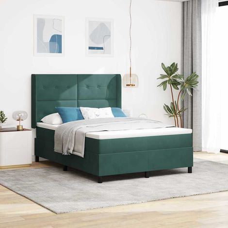 Cama tipo Box Spring Verde oscuro 140 x 200 cm Terciopelo