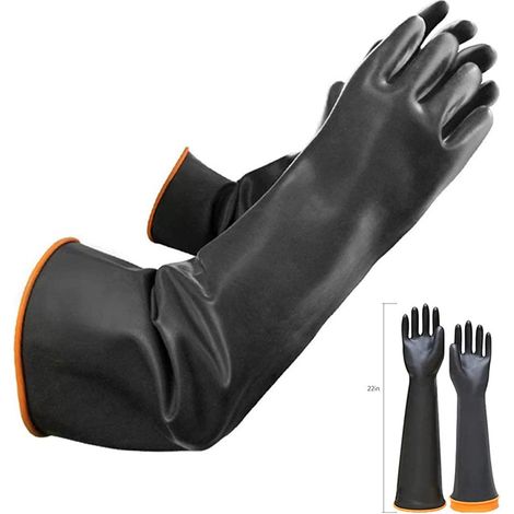 Paire de gants résistants aux produits chimiques - Longs en caoutchouc - Sécurité en latex imperméable - Résistants à l'acide fort, aux alcalins et à l'huile - Antidérapants (1/5)