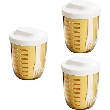 Salatbecher, Picknick-Obstbecher, doppelwandiger Abtropfbecher, gelb (1/5)