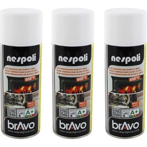 Lot de 3 bombes de peinture professionnel Nespoli - haute température blanc - 400ml
